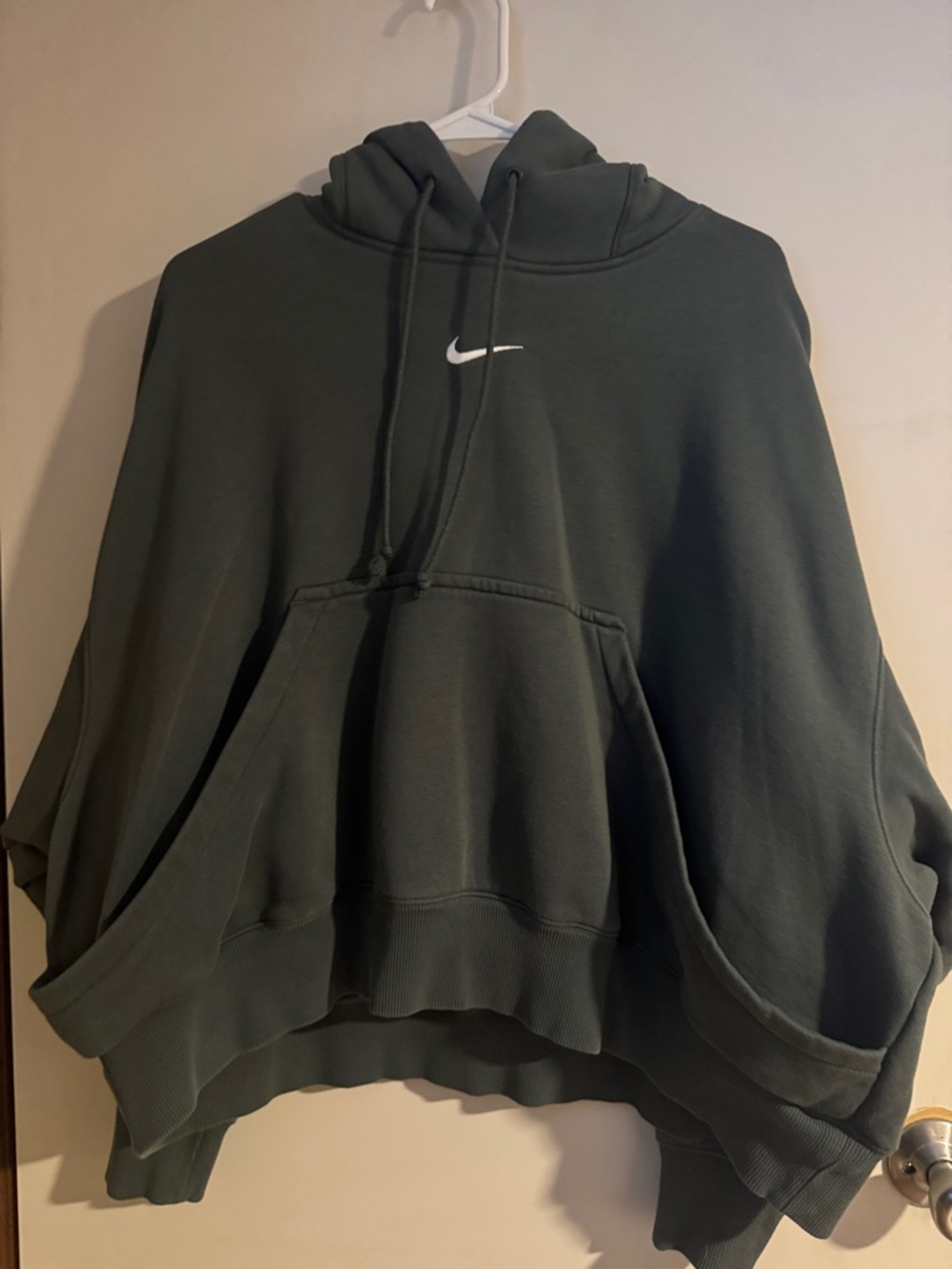 Nike Dark Olive Pullover Hoodie with White Swoosh